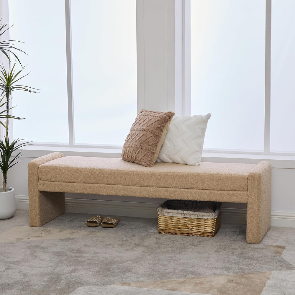 Teddy Bedside Bench for Bedroom King Size,66.9" Minimalist Long Ottoman ...