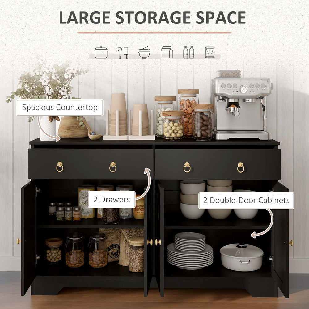 HOMCOM 48" Sideboard Buffet with Storage, Kitchen Storage Cabinet with 2...