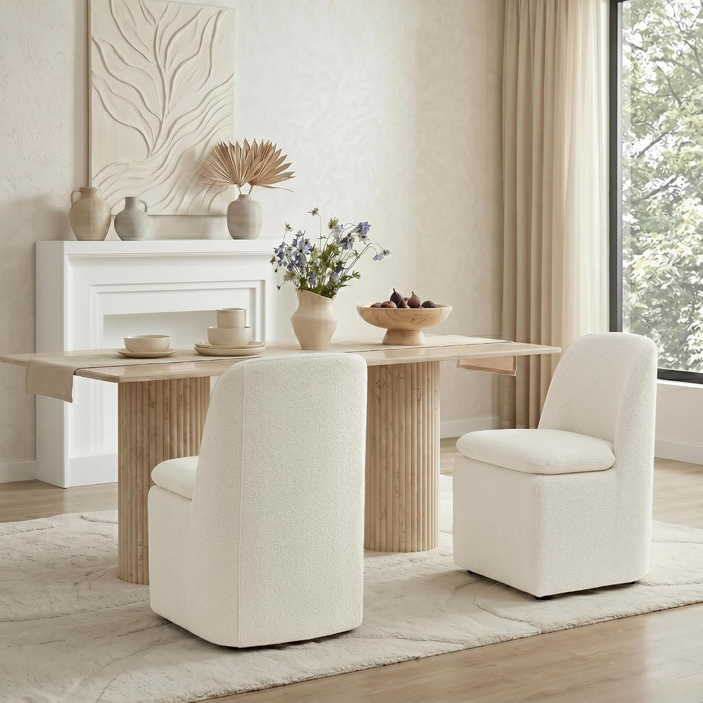 KISLOT Upholstered Dining Chairs Set of 4 with Hidden Casters, Modern Kitchen...
