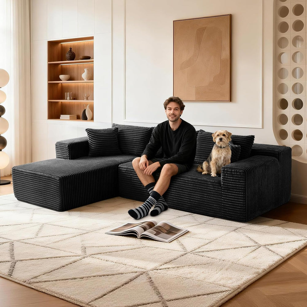 104" Cloud Sectional Couch, Modern Modular L Shape Sectional Sofa with D...