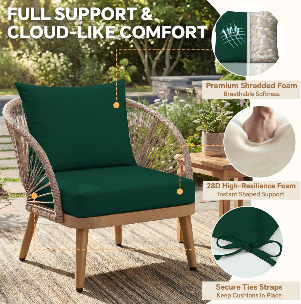 Favoyard Outdoor Chair Cushions Set, Green, 22 x 24 x 4 inch
