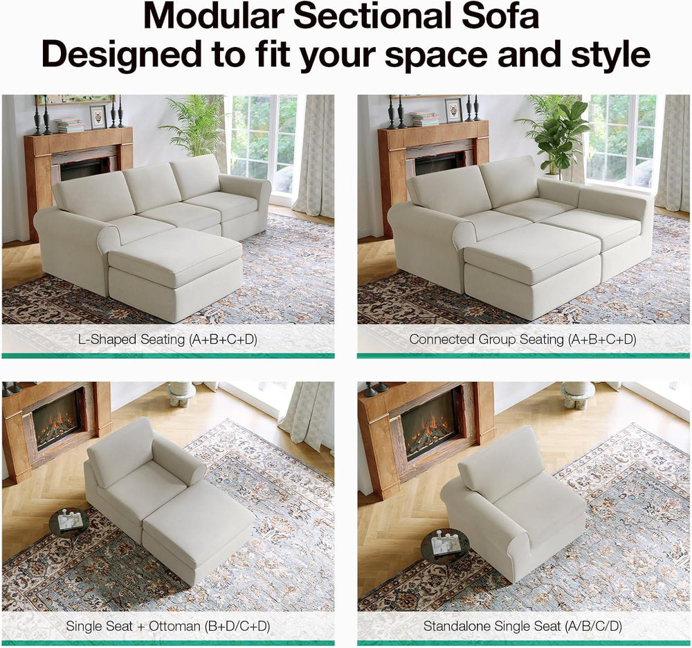 Novilla 108" Modular Sectional Sofa, Modular Sectional Couches for Livin...