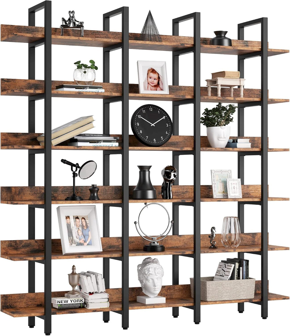 IRONCK Book Shelf Triple Wide 72.8" H x 70.9" W 6 Tiers with Back F...