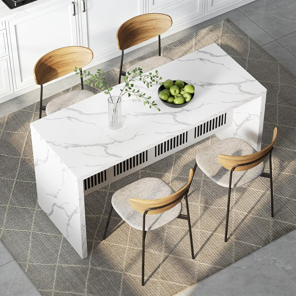 59IN Large Imitation Marble Dining Table, Suitable for 4-6 People, Modern Kit...