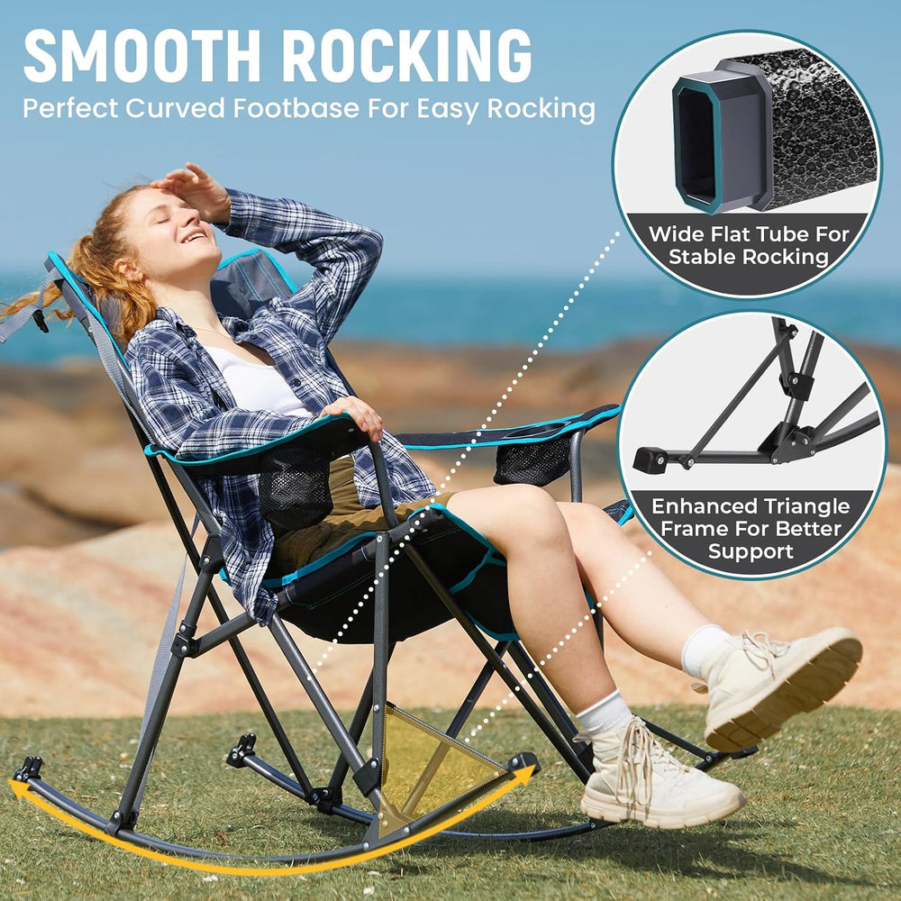 FUNDANGO Rocking Camping Chair for Adults, 400Lbs Folding Camp Chairs | 2 Pac...