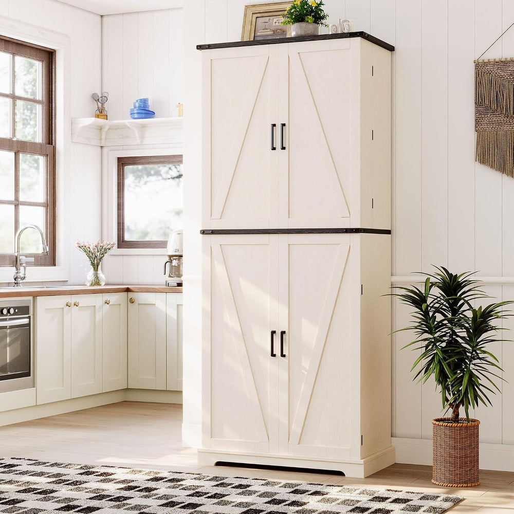 HOMPUS 71" Tall Kitchen Pantry Cabinet with Doors and Drawer, Farmhouse ...