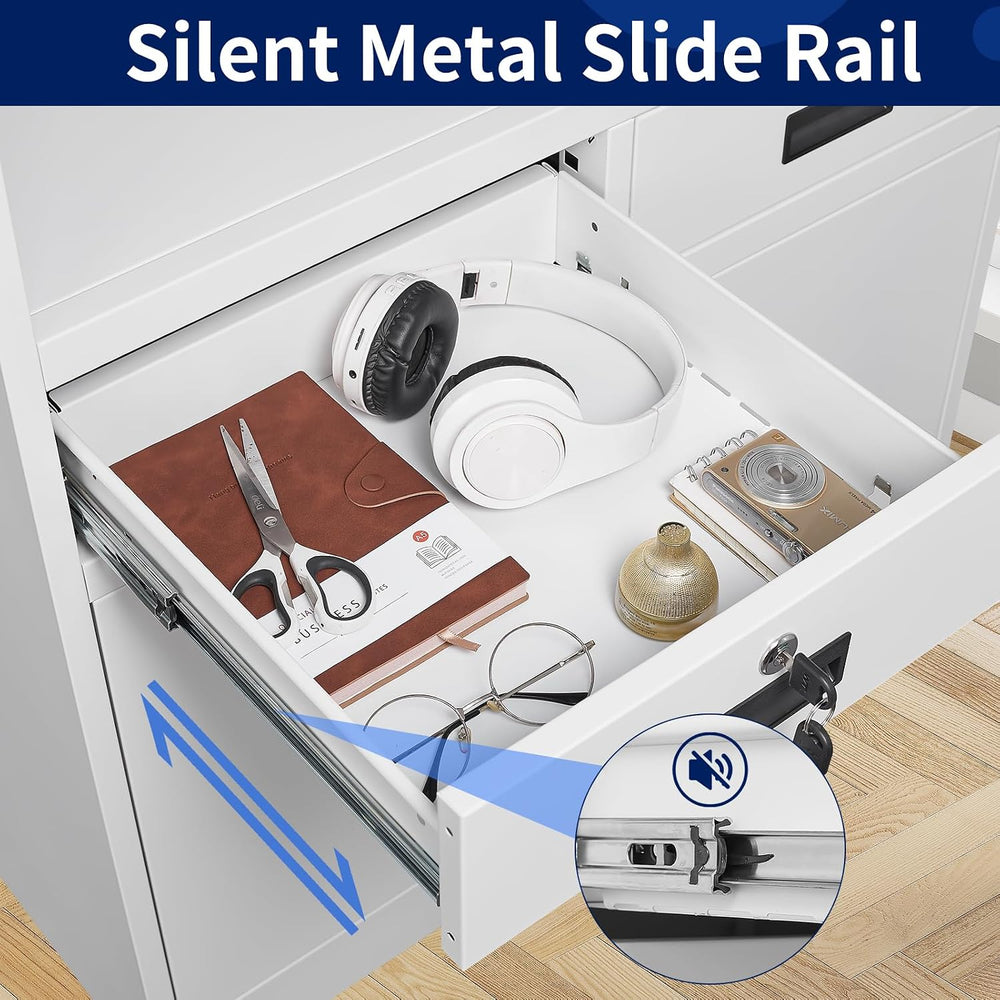 Yizosh Locking Cabinet with 2 Drawers, Metal Storage Cabinet with Locking Doo...