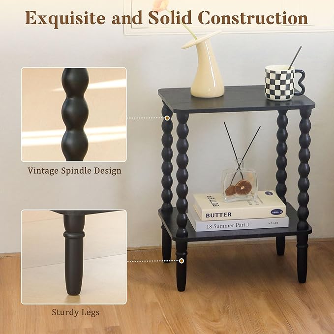 End Tables Set of 2, Small Side Table with Storage Shelf, Nightstands for Bed...