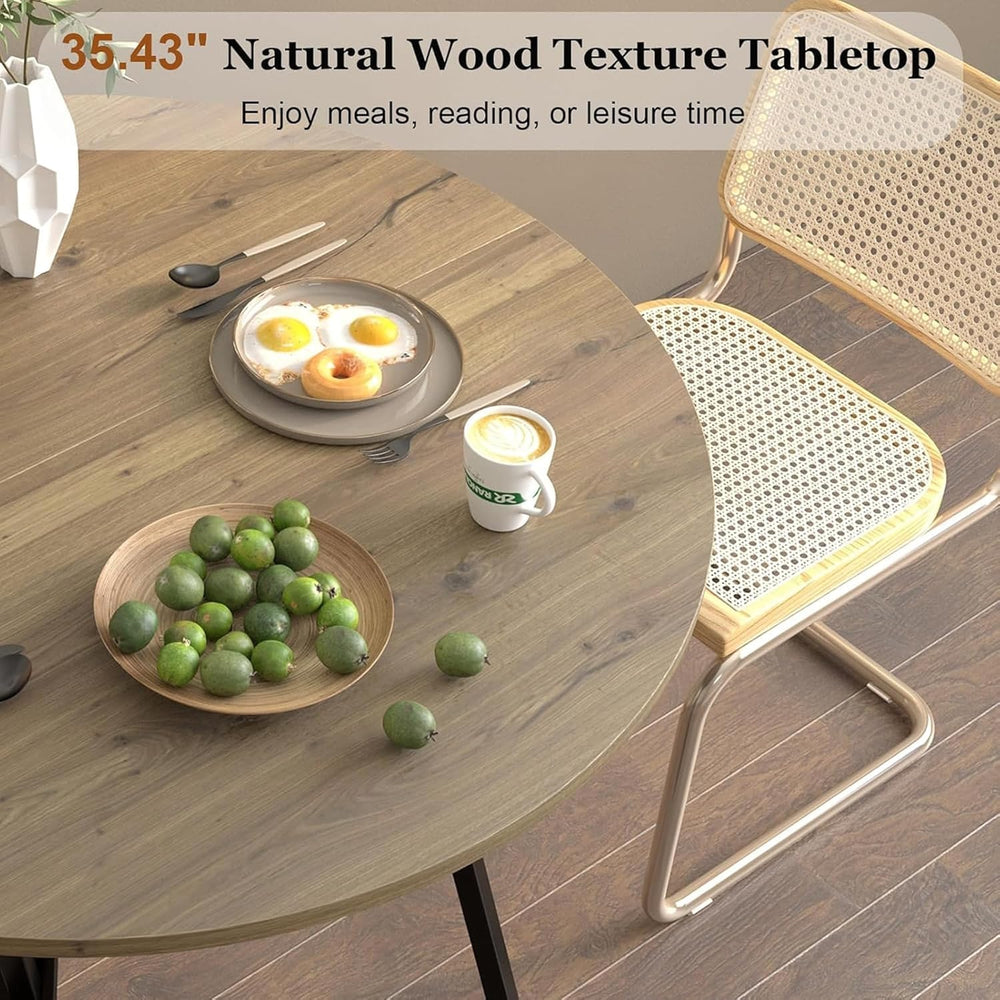 Round Dining Table Set for 4, Rustic 36" Circle Kitchen Table and 4 Gray...