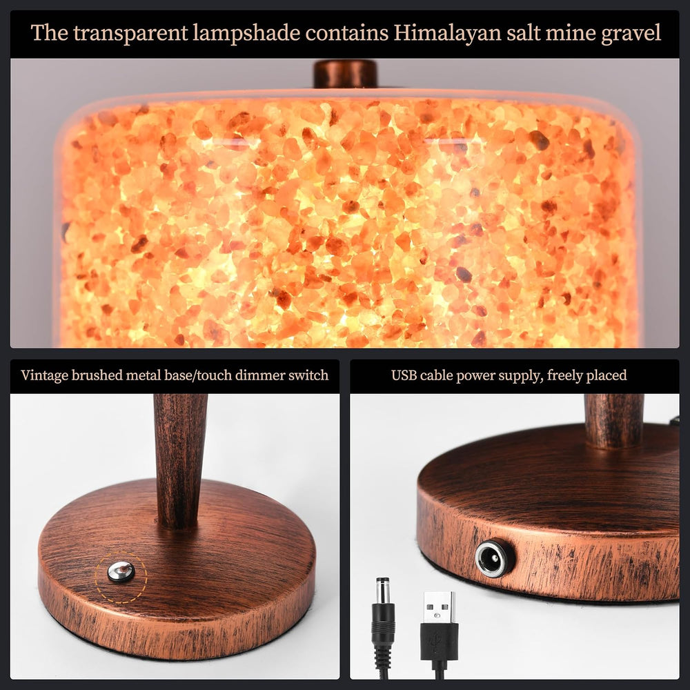 Himalayan Pink Rock Salt Lamp, Touch Control Dimmable Salt Night Light, USB P...