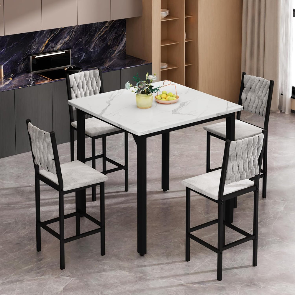 AWQM 5-Piece Dining Table Set, Dining Table Set for 4, Counter Height Table &...