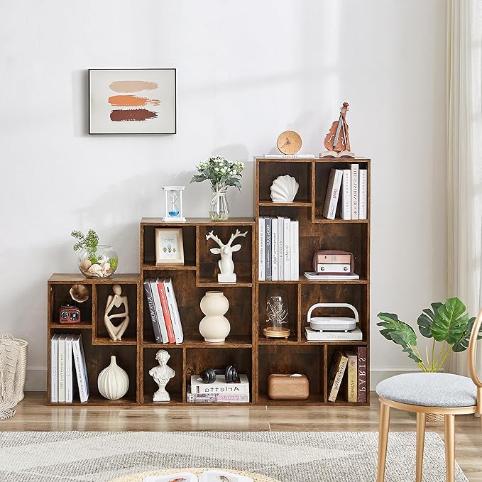 VECELO Modern Bookshelf, 5 Cube Shelf, Fits Tallest Hardcovers, Horizontal Av...