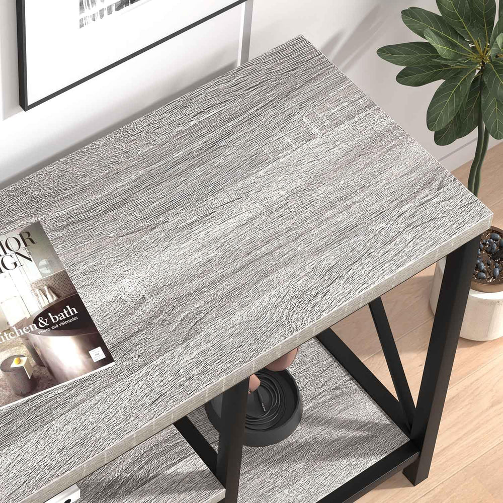 FOLUBAN Modern TV Stand for TVs up to 55 Inch, Rustic Wood Entertainment Cent...