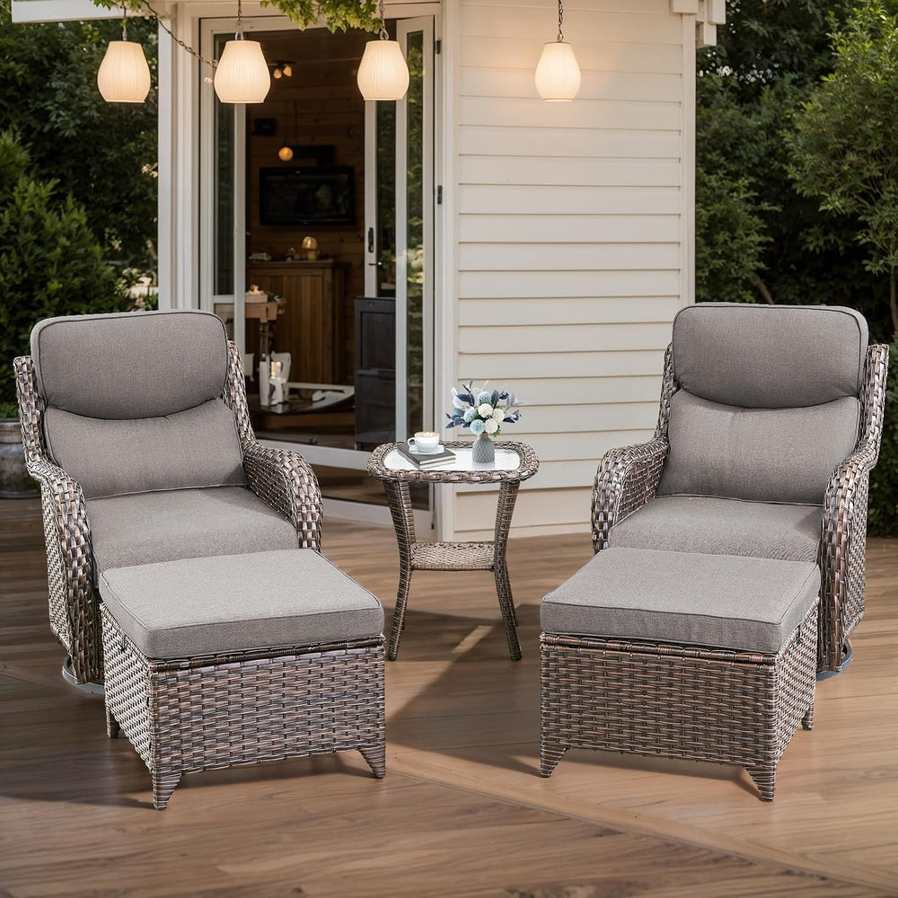 HUMMUH Wicker Patio Furniture High Back Swivel Rocker Patio Chairs Outdoor Bi...
