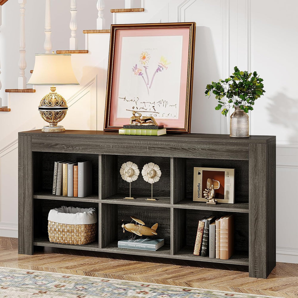 Tribesigns 63-Inch Long Sofa Console Table, Rustic Wood Entryway Table with 6...
