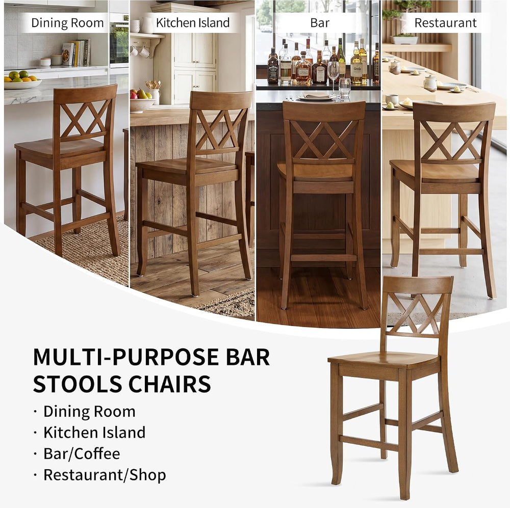 DUHOME 24" Wooden Counter Height Bar Stools Set of 6