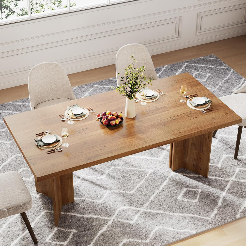 Tribesigns 63-inch Dining Table for 4-6, Farmhouse Kitchen Table with Large T...