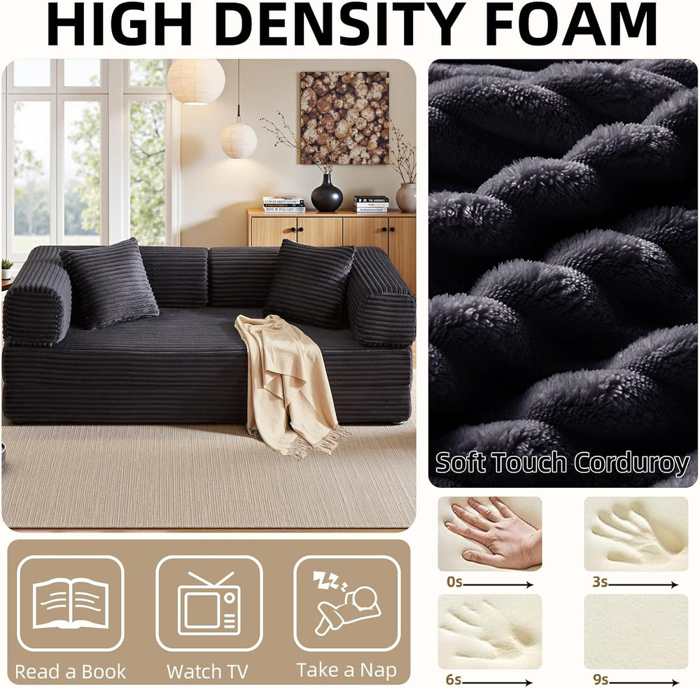 81 Inch Convertible Futon Sofa Bed,Fold Out Floor Sofa Couch with Fixed-Shape...