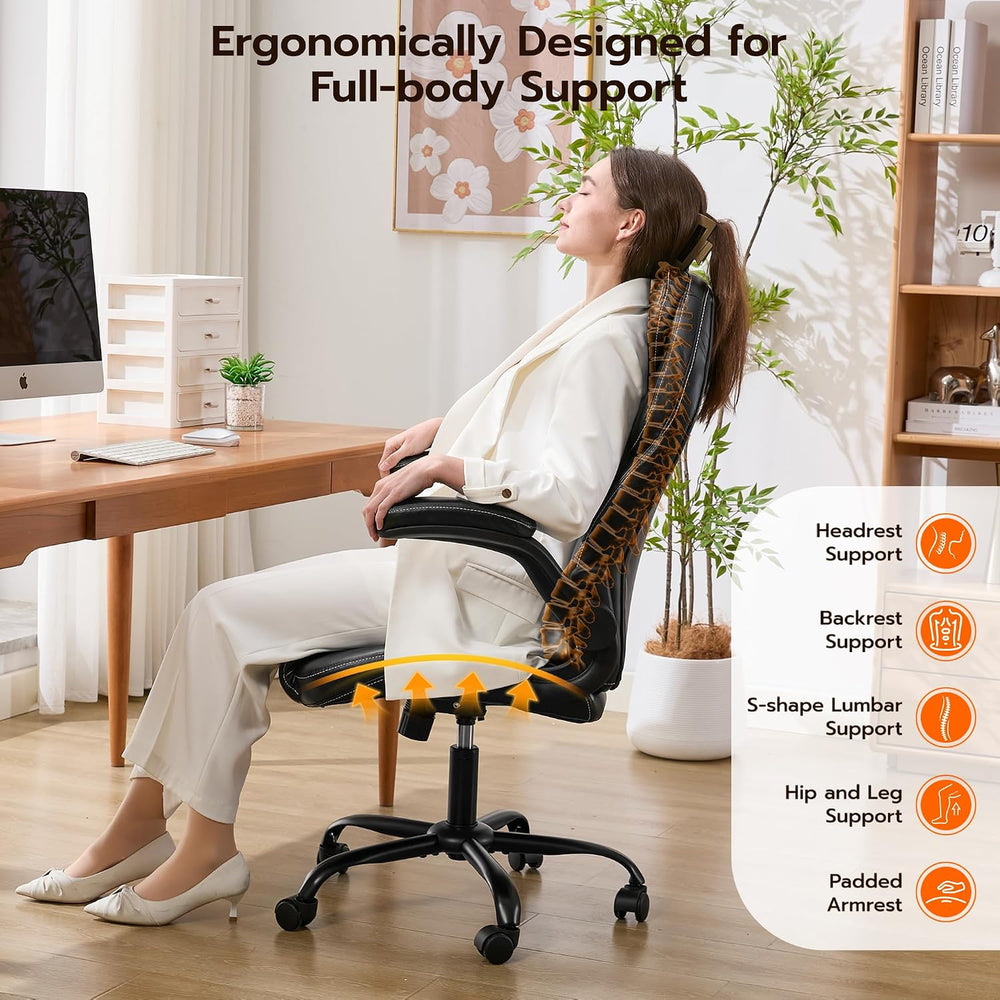 Ylzyxal Office Desk Chair, Ergonomic Computer Chair with Padded Flip-Up Arms ...