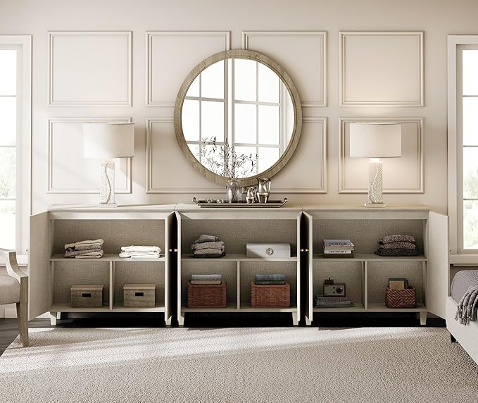 WAMPAT TV Stand Cabinets for 85+ Inches TVs, 3-in-1 Wood Entertainment Center...