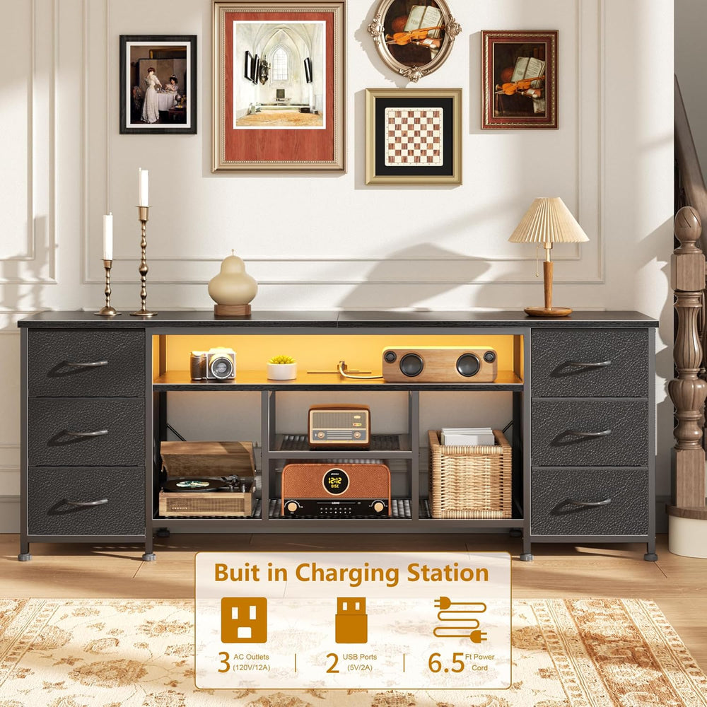 Furologee LED TV Stand for 65, 70 Inch TV, 63 Inch Entertainment Center with ...