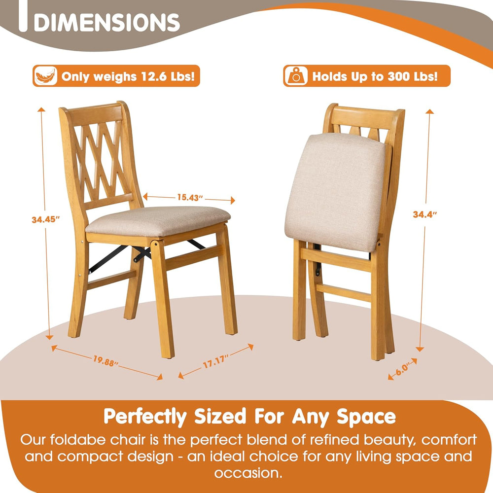 East West Furniture - PNC-OAK-03, A Solid Wood Plano Folding Dining Room Chai...