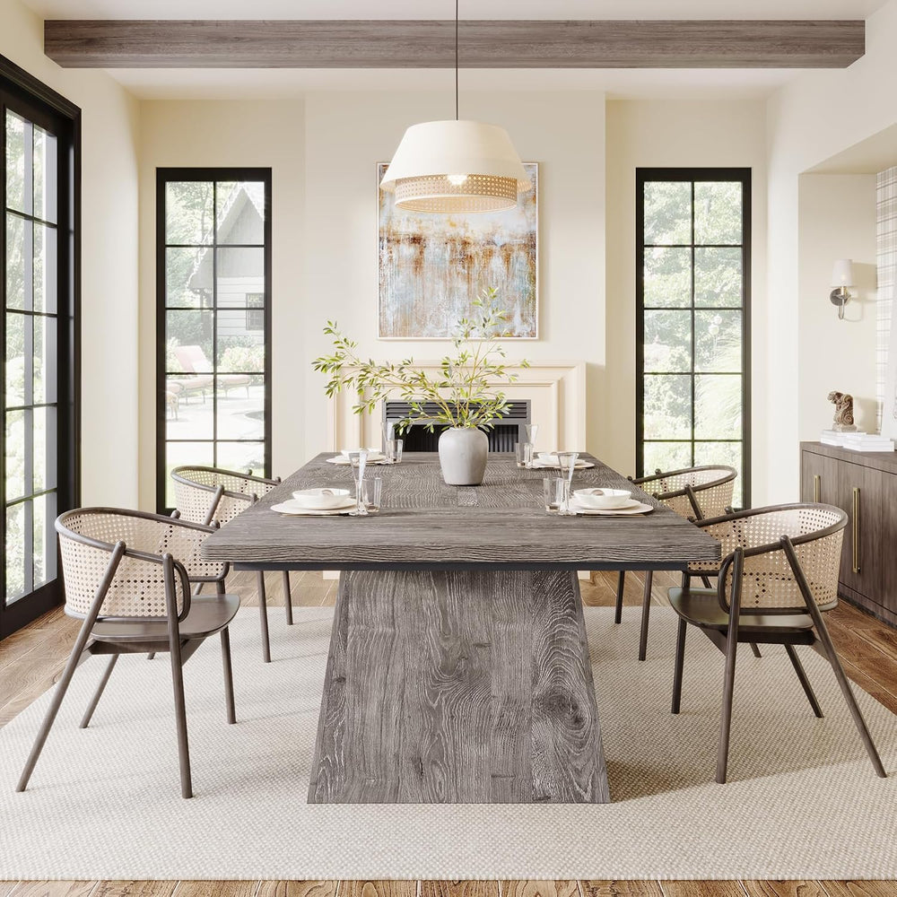Tribesigns Dining Table for 6, Farmhouse Wood Dinner Rectangular Table Kitche...