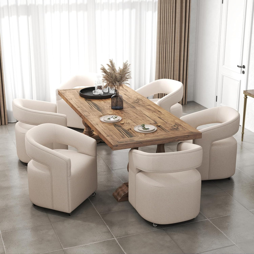DUOMAY Modern Upholstered Dining Chairs with Swivel Casters - Set of 4 - Cont...