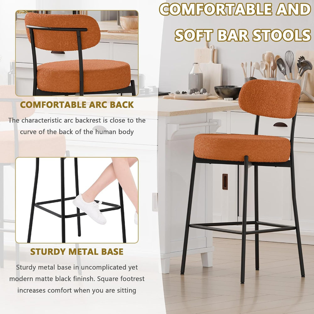 DYHOME Bar Stools Set of 2,Orange 28 Inches Counter Height Bar Stools, Modern...