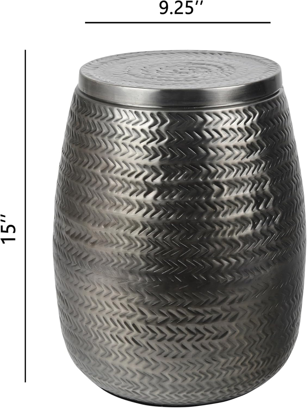 Eyely LSS2003B Alaric 15" Modern Rustic Arrow-Hammered Metal Drum Storag...