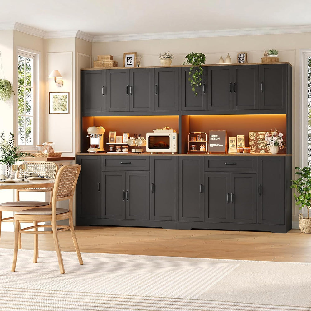 HITHOS 70" LED Kitchen Pantry Cabinet with Charging Station, 47" Wi...