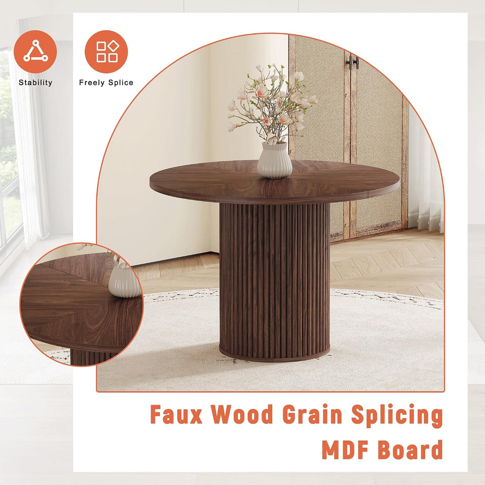 42" Round Dining Table Set for 6, Kitchen Table Chairs Set of 6 with Sto...