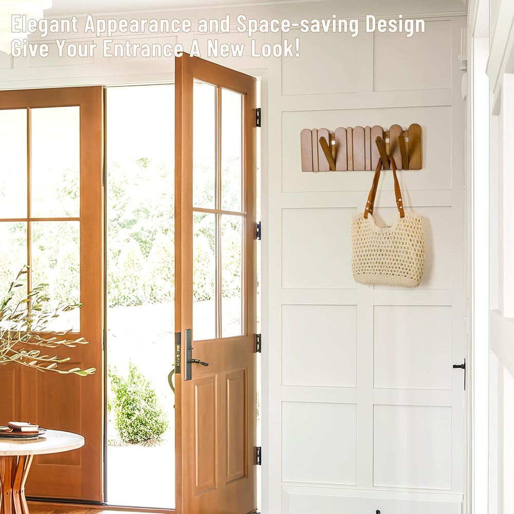 Wall Coat Rack for Entryway: Wooden Modern Heavy Duty 6 Hooks