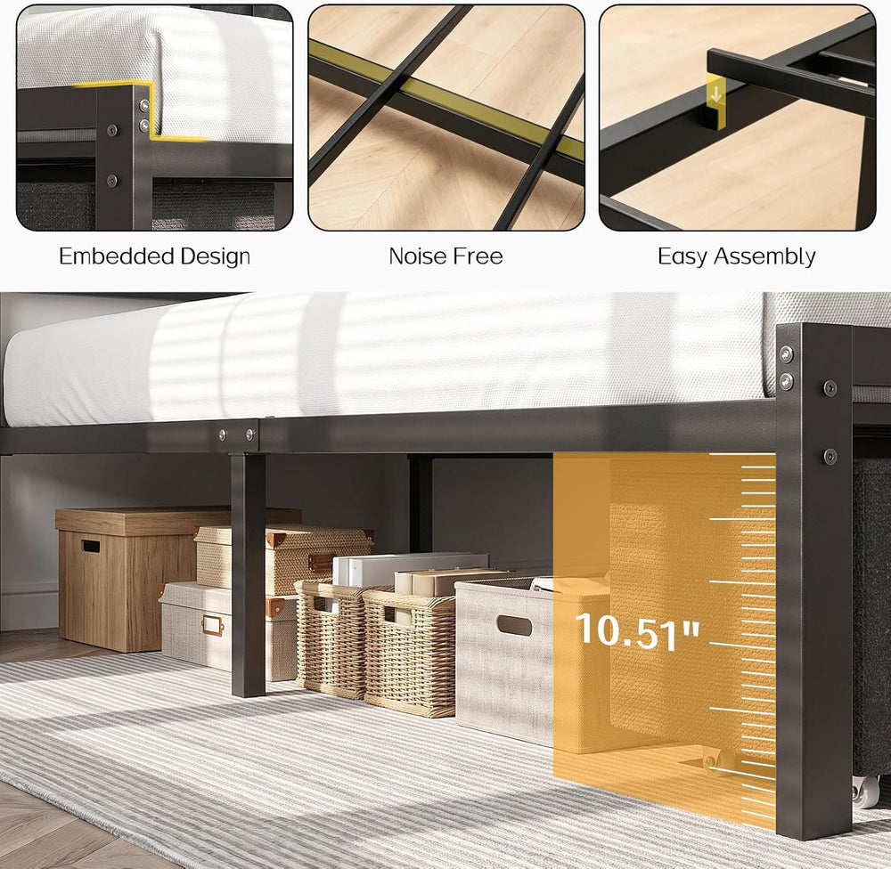 OLEVS King Bed Frame with 3 Drawers, Charging Station & RGB LED Lights
