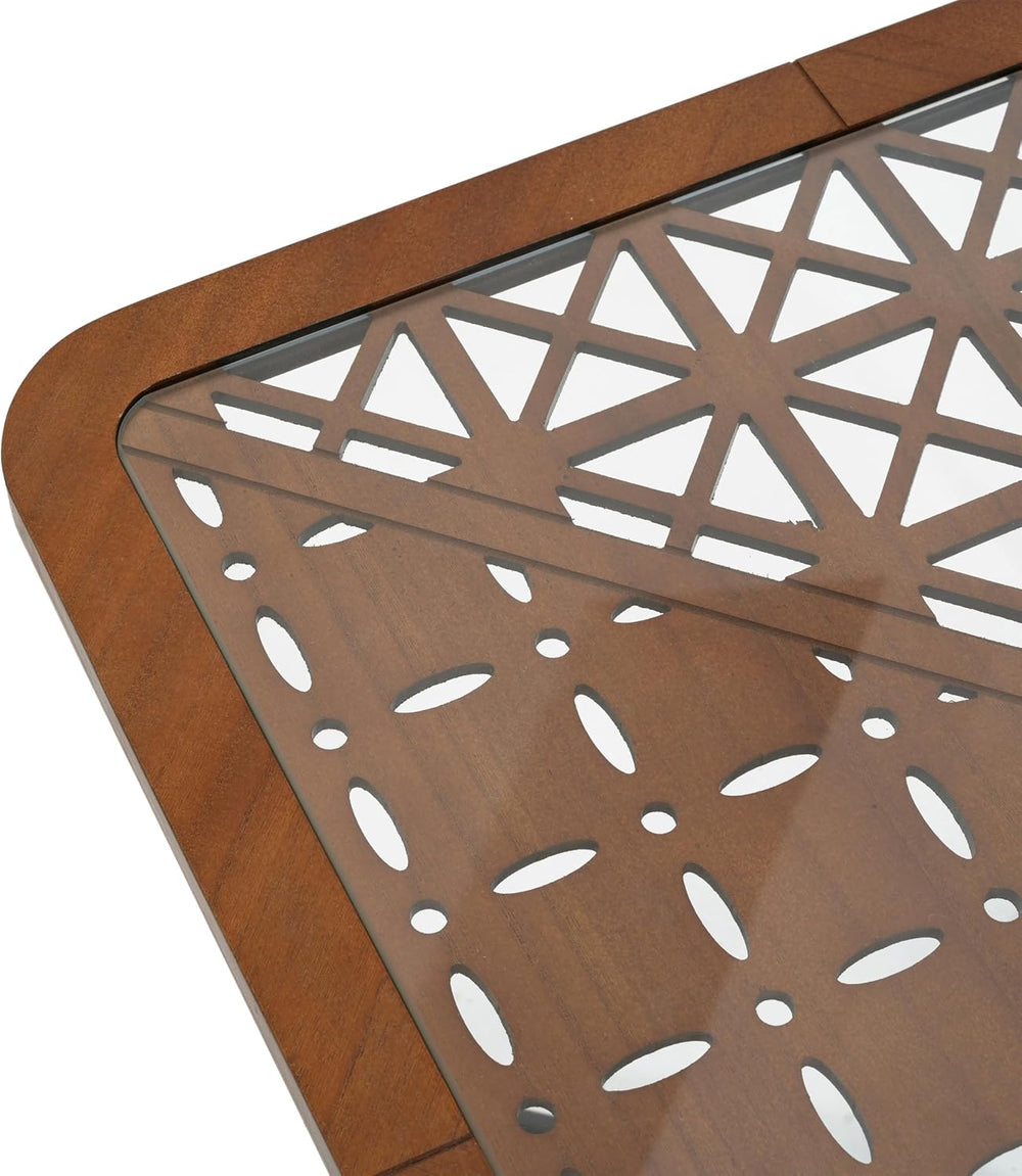 Christopher Knight Home Lyle Industrial Coffee Table with Geometric Glass Top...