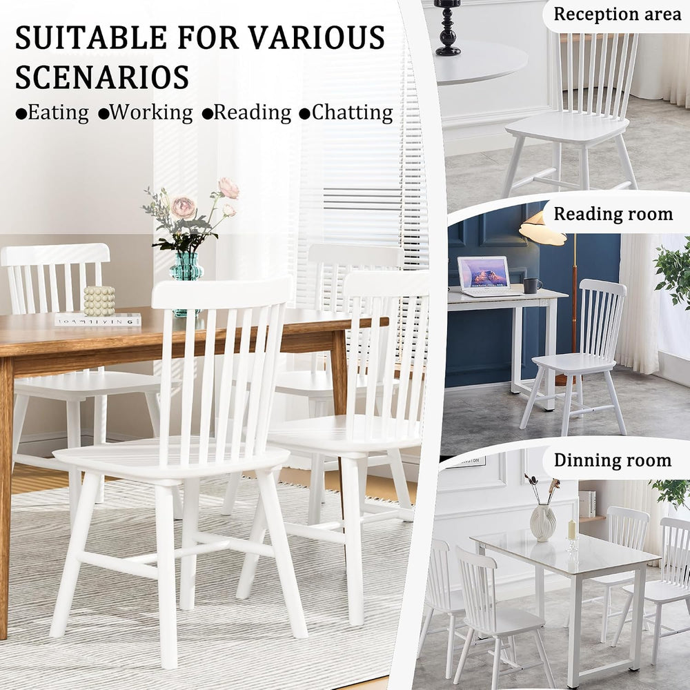 Dining Chairs Set of 4, Farmhouse Solid Wood Windsor Kitchen Chairs Set with ...