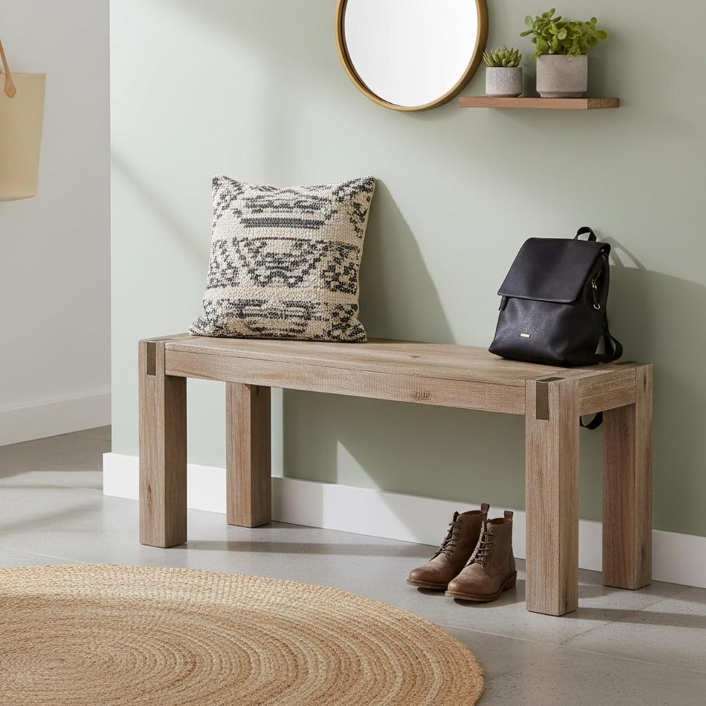 Alaterre Furniture Woodstock 40-Inch Entryway Bench with Bronze Metal Inset |...