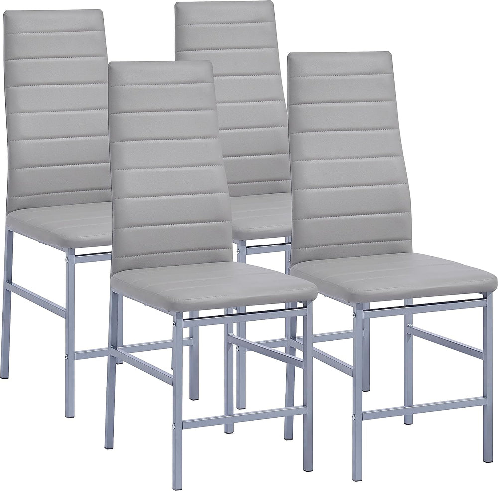 5 Pieces Round Dining Room Set for 4 Contemporary Glass Kitchen Table with 4 ...