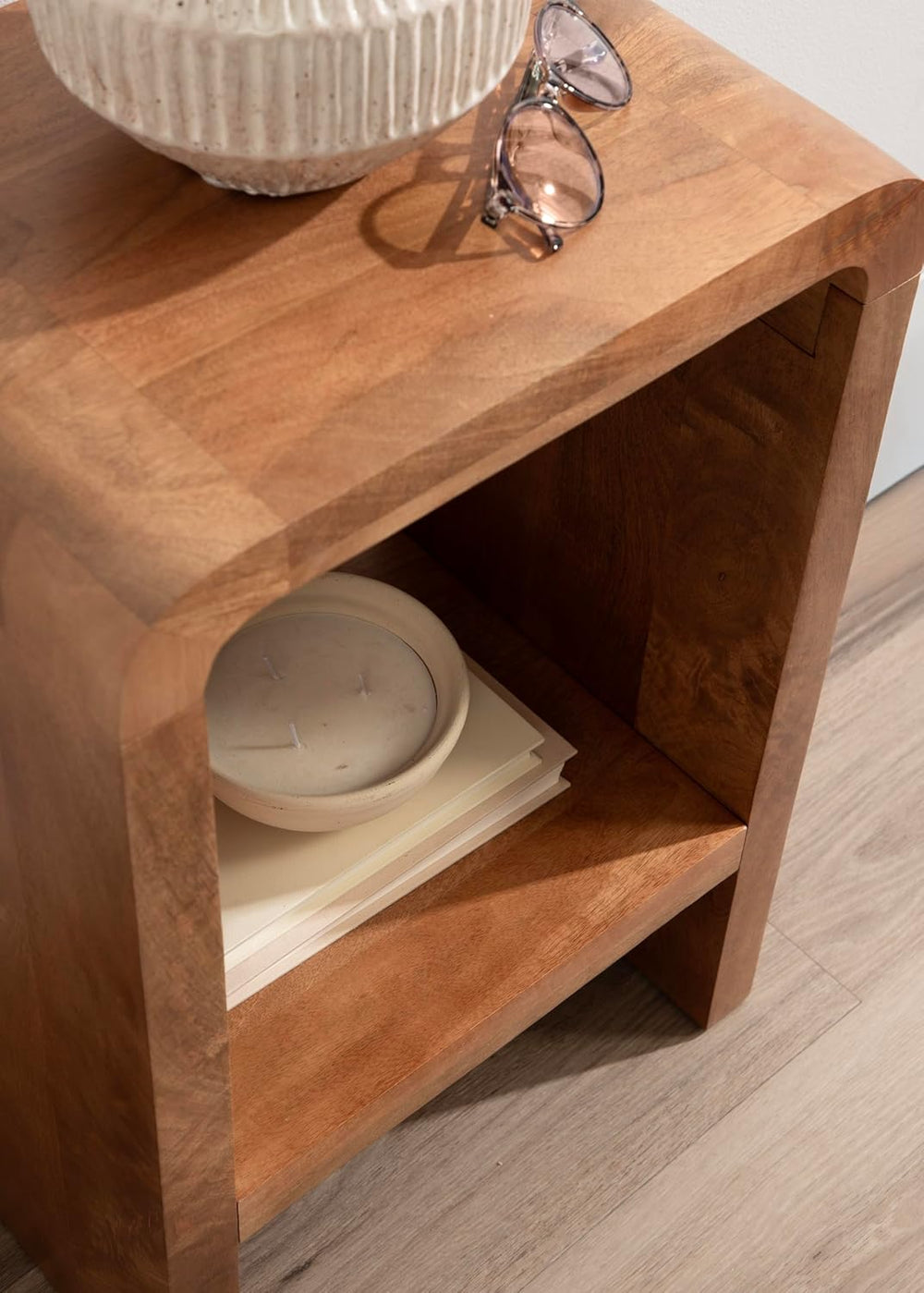 Kate and Laurel Reddy Modern Arched Wood Side Table, 16 x 12 x 24, Warm Natur...