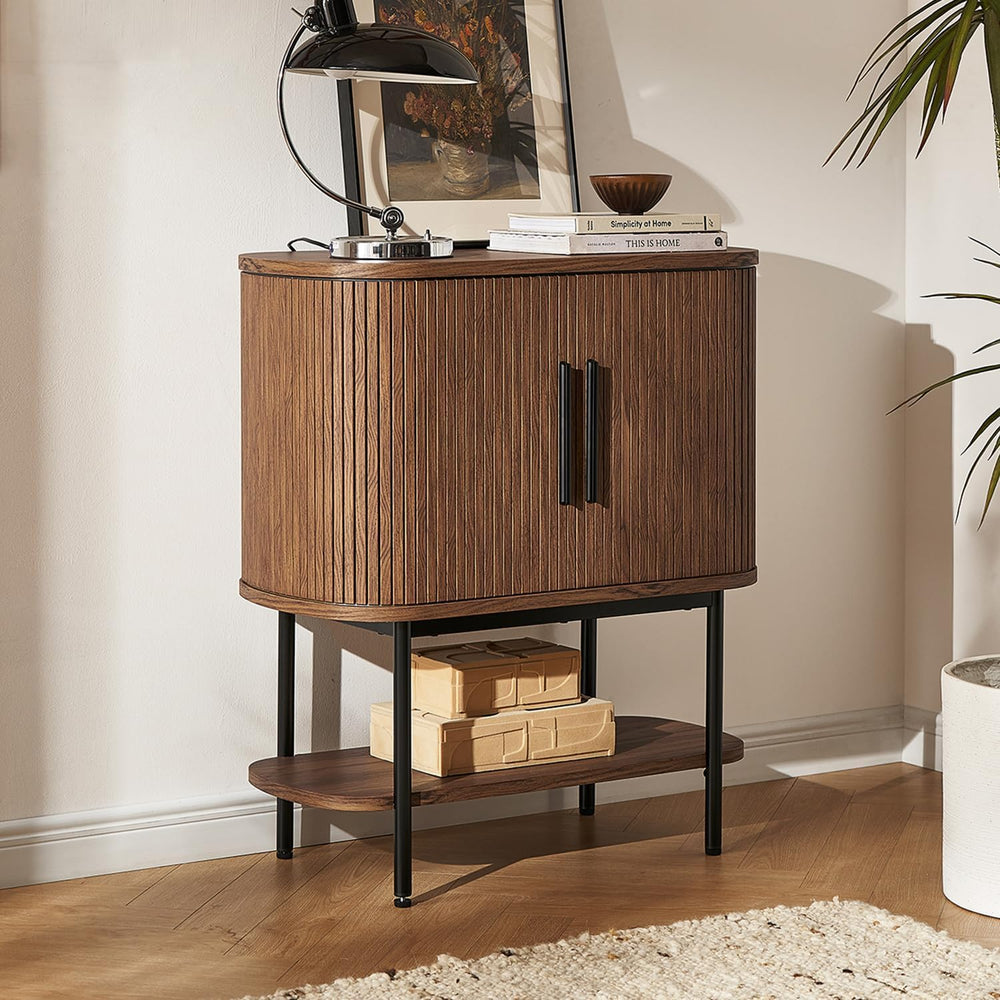 mopio Quin Storage Cabinet, Sideboard, Console Table, Fluted (Walnut)