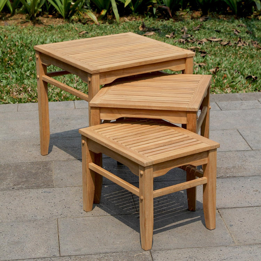 Cambridge Casual Arie Outdoor Nesting Side Tables Set of 3, Solid Indonesian ...