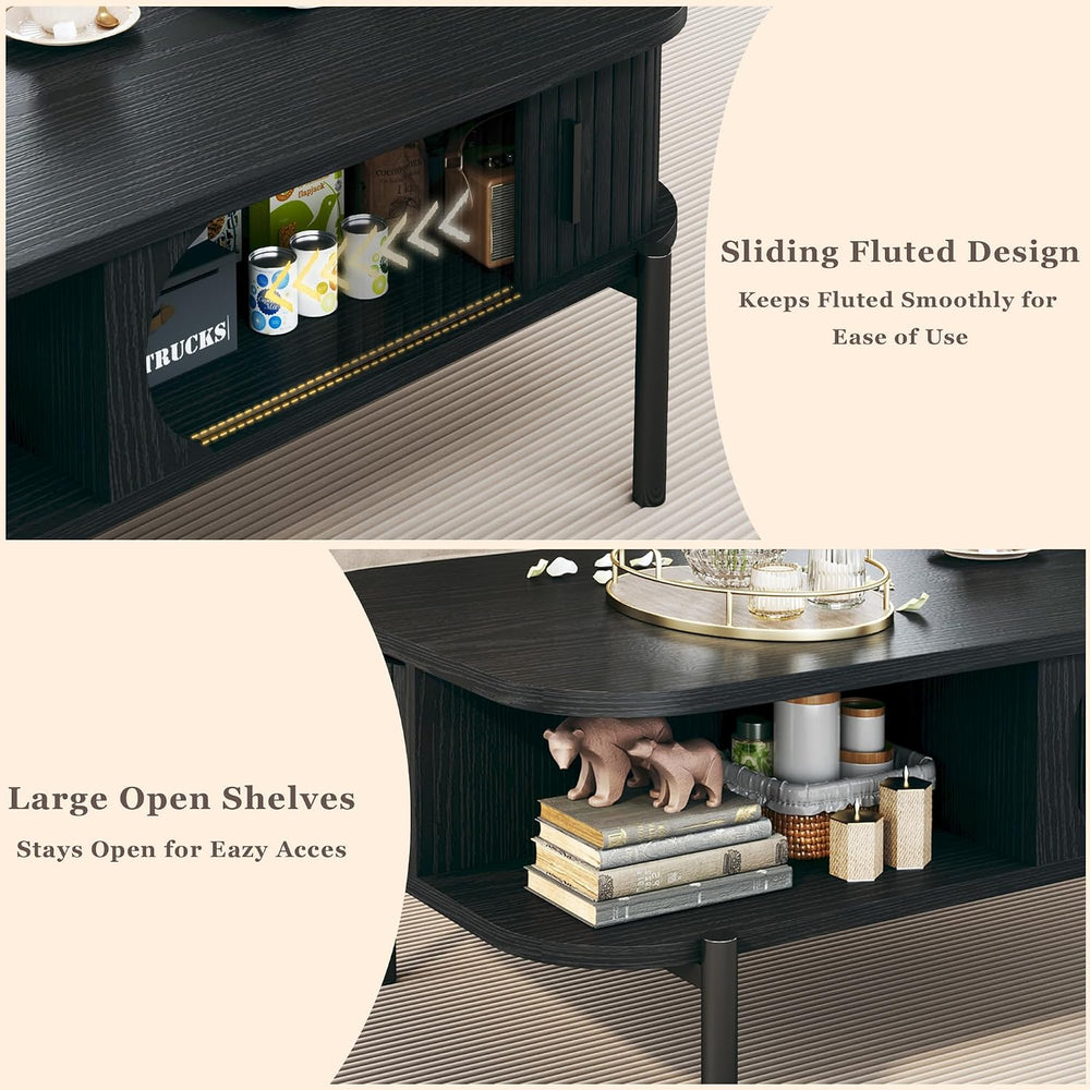 Coffee Table, 39.4" Mid Century Modern Coffee Tables for Living Room, Co...