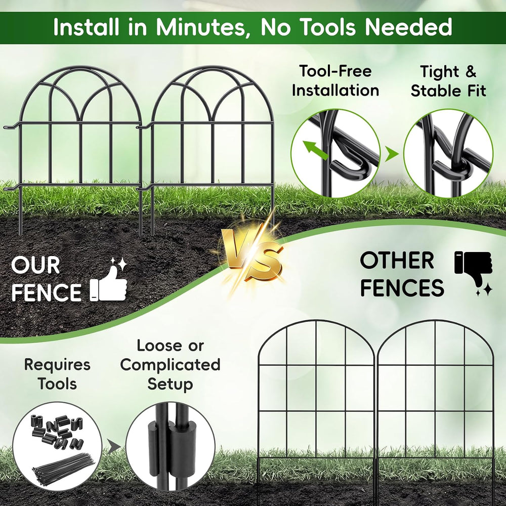 Garden Fence Panels - 30.33ft x 17in (H) Garden Fence Animal Barrier Metal Fe...