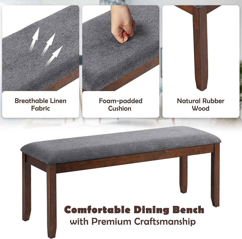 DORTALA Dining Bench, Upholstered Long Bench w/Natural Rubber Wood Legs, Foam...