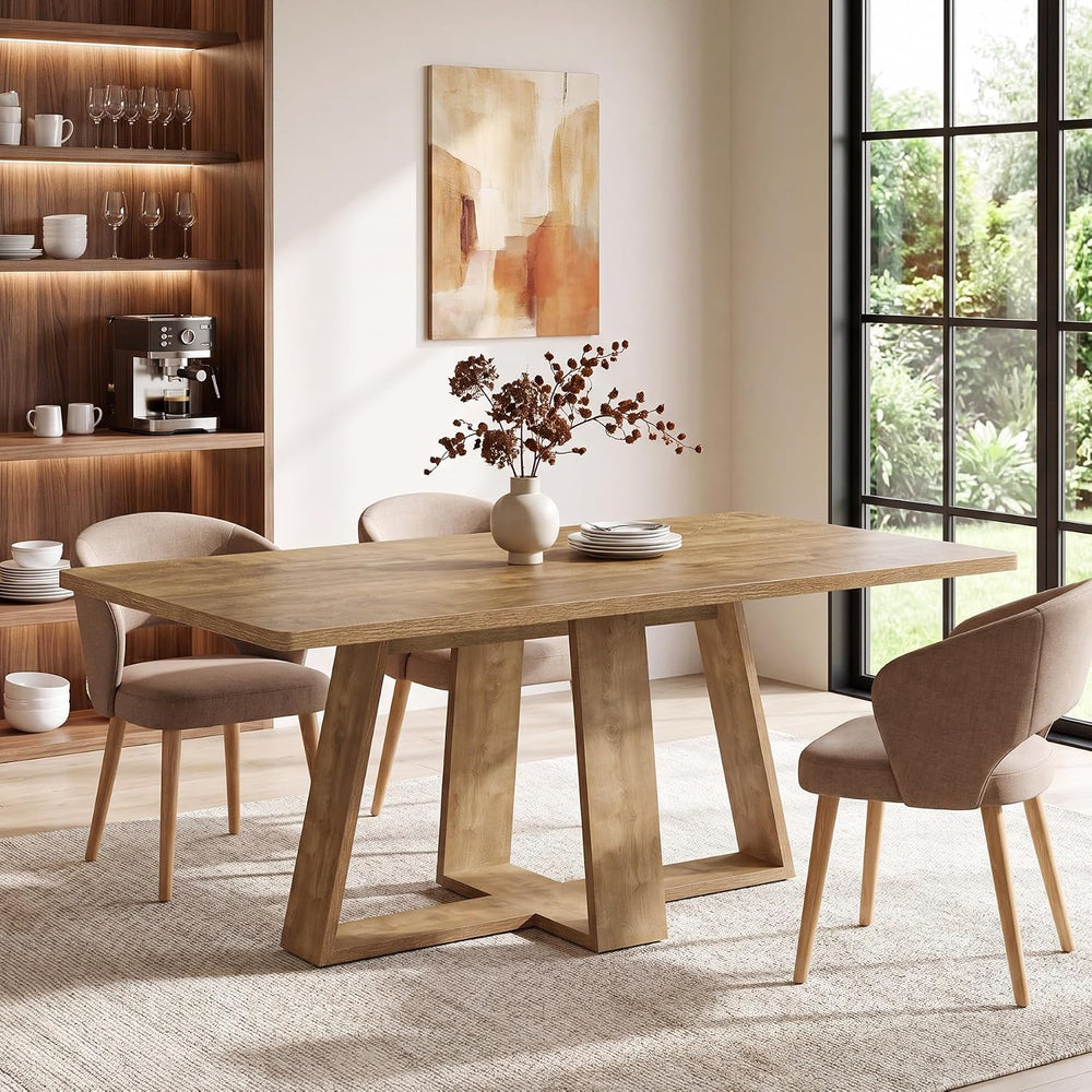 Tribesigns 63-Inch Dining Table, Farmhouse Kitchen Table with Wooden Pedestal...
