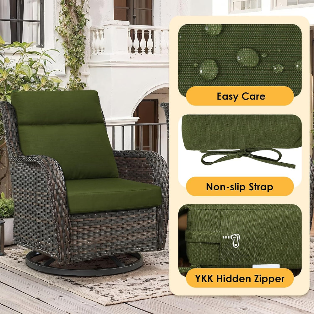 Outdoor High Back Chair Cushion, 2 Pack 44x21 inches Patio Chair Cushions Wat...