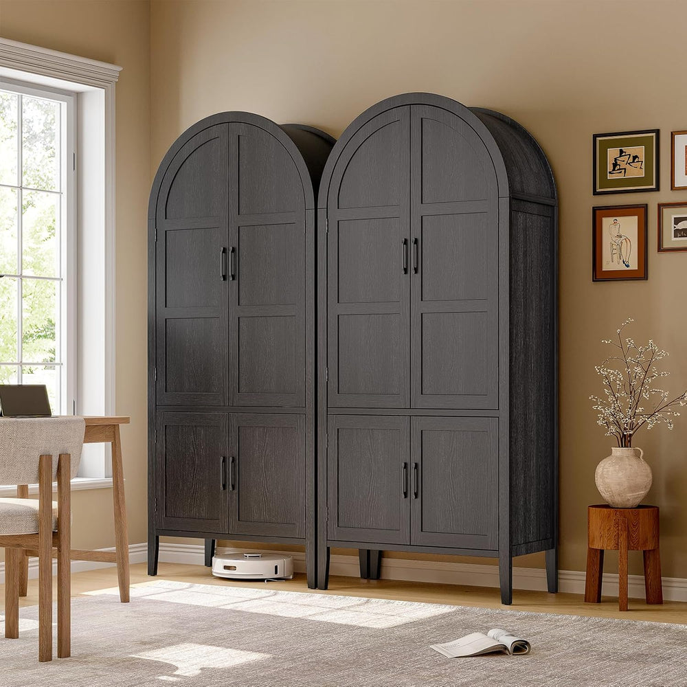 ONBRILL 71" Tall Wooden Arched Cabinet, 5-Tier Arched Kitchen Pantry Cab...