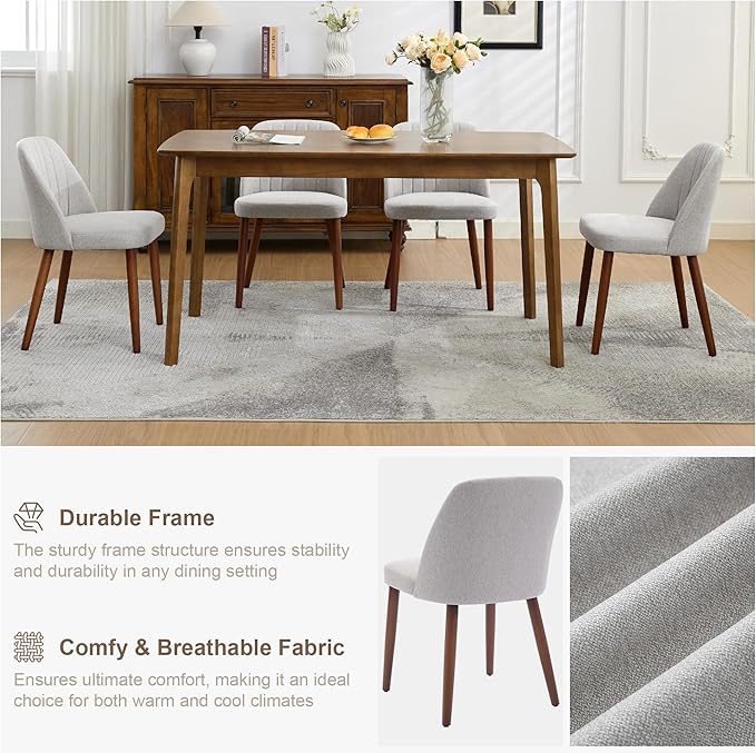 Wooden Dining Chairs Set of 6, Upholstered Kitchen Dining Room Chairs with Pa...