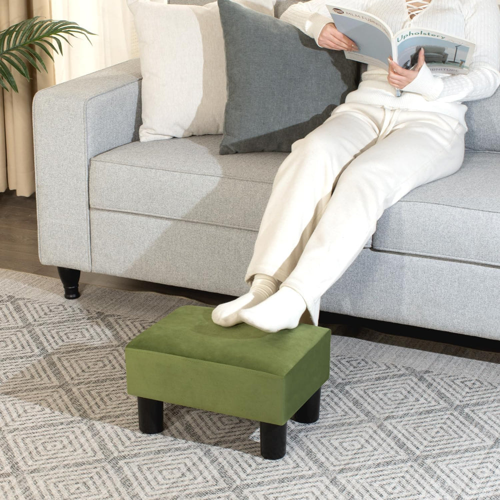 Adeco Small Velvet Foot Stool for Living Room & Bedroom, Boho Chic Uphols...