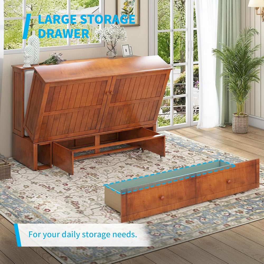 Mjkone Queen Size Murphy Cabinet Bed with Mattress Include, Queen Murphy Bed ...